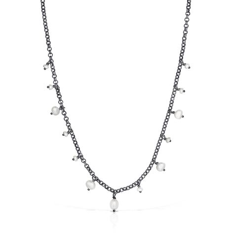 Collar de plata dark silver y perlas Virtual Garden Tous-0