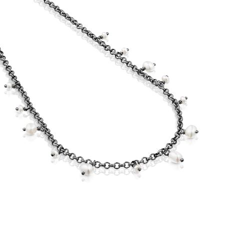 Collar de plata dark silver y perlas Virtual Garden Tous-2