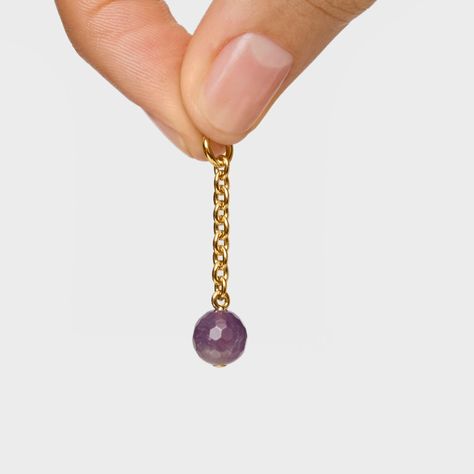 Colgante con baño de oro 18 kt sobre plata y amatista Hold Oval-2