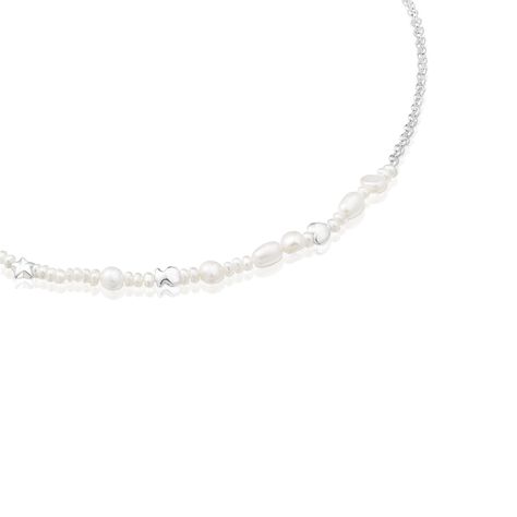 Collar de plata y perlas con tres motivos Mini Icons Tous-1