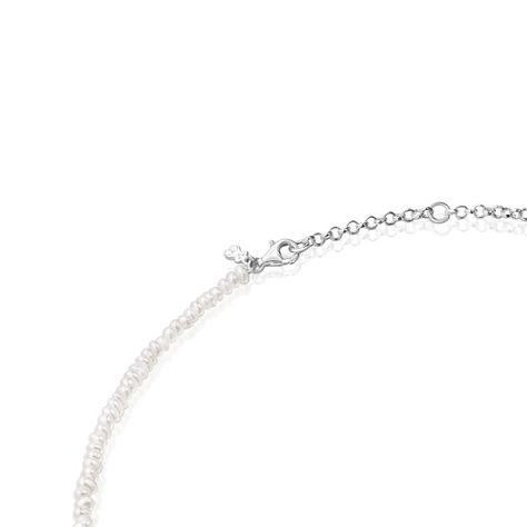 Collar de plata y perlas con tres motivos Mini Icons Tous-2