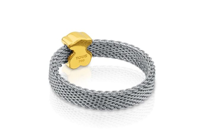 Anillo Tous Icon Mesh de Acero y Oro-2