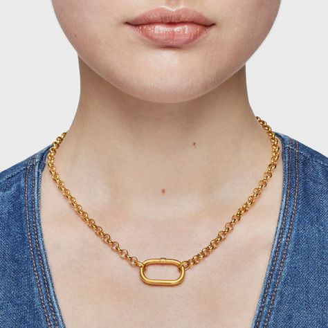 Anilla grande con baño de oro 18 kt sobre plata Hold Oval-6