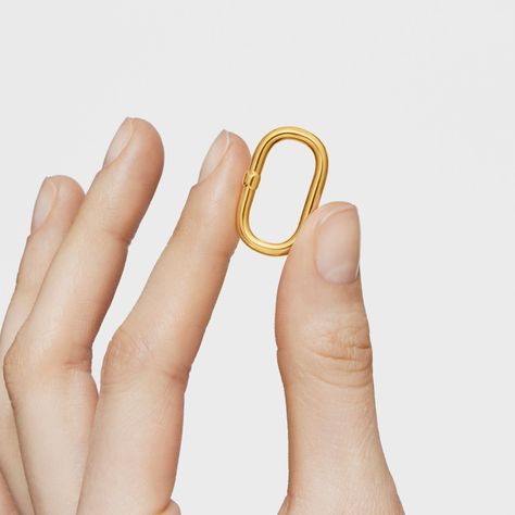 Anilla grande con baño de oro 18 kt sobre plata Hold Oval-7