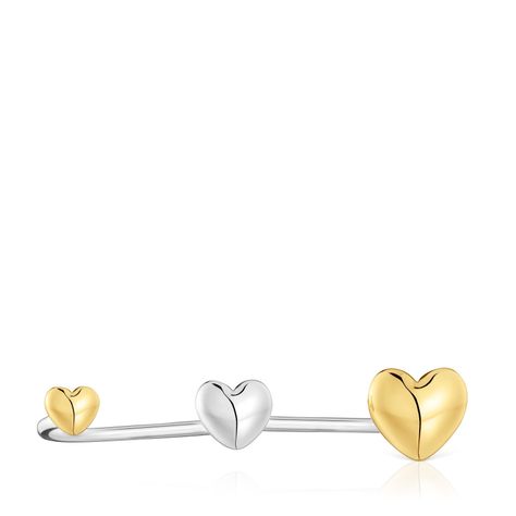 Anillo grande doble abierto corazón bicolor My Other Half-3