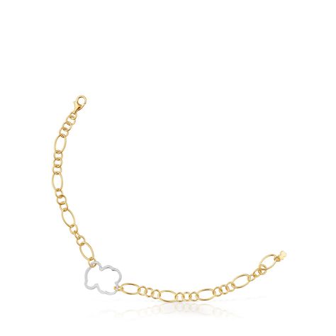 Pulsera oso cadena bicolor New Silueta-0