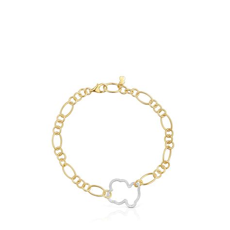Pulsera oso cadena bicolor New Silueta-1