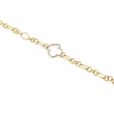 Pulsera oso cadena bicolor New Silueta-2