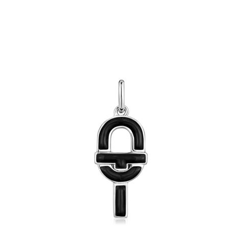 Colgante mediano de plata y esmalte negro TOUS MANIFESTO-0