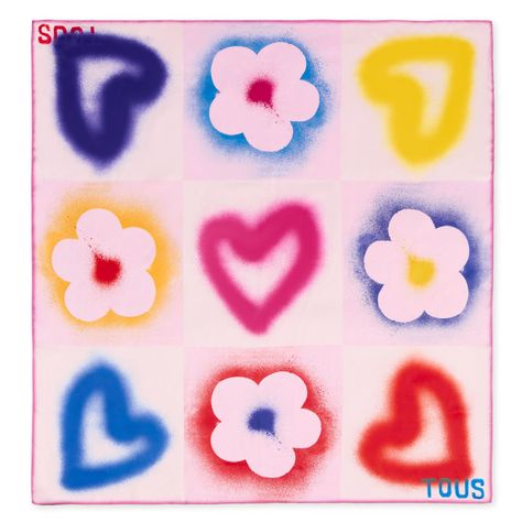 Pañuelo cuadrado rosa palo TOUS Motif Flower-0