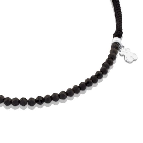 Pulsera Tous  Color de Plata y Cordón en color negro-1