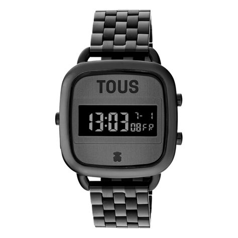 Reloj digital con brazalete de acero IP negro D-Logo Tous-0