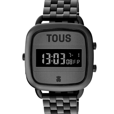 Reloj digital con brazalete de acero IP negro D-Logo Tous-2