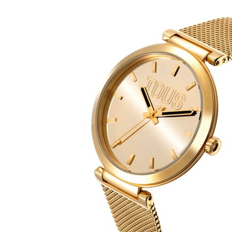 Reloj analógico con esfera dorada y brazalete dorado S-Mesh Mirror-1
