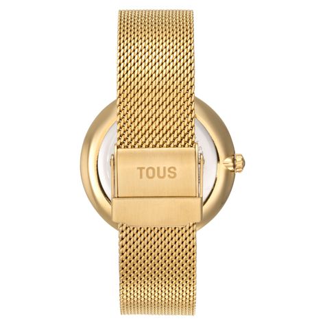 Reloj analógico con esfera dorada y brazalete dorado S-Mesh Mirror-2