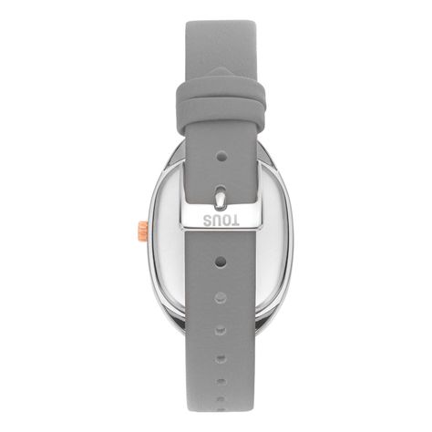Reloj analógico de acero IPRG rosa con correa de piel gris Heritage-2