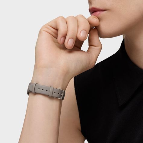 Reloj analógico de acero IPRG rosa con correa de piel gris Heritage-5