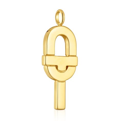 Colgante grande con baño de oro 18 kt sobre plata y esmalte fucsia TOUS MANIFESTO-2