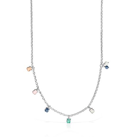 Collar Tous Mini Color de Plata con Gemas y Perla-0