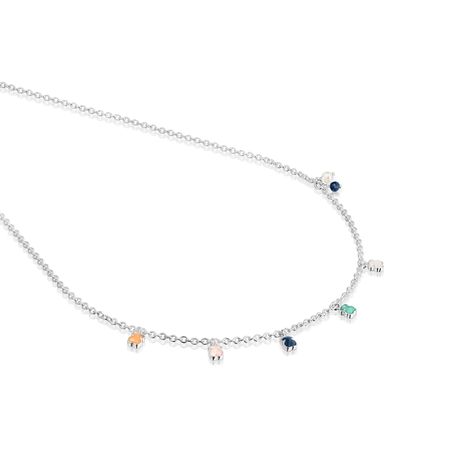 Collar Tous Mini Color de Plata con Gemas y Perla-2