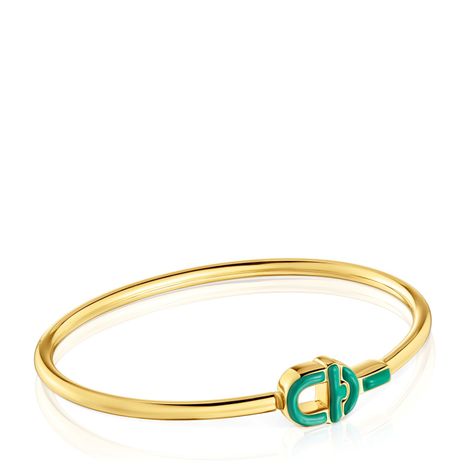 Pulsera esclava con baño de oro 18 kt sobre plata-0