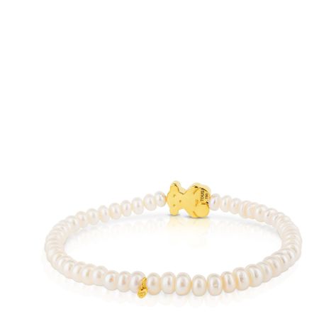 Pulsera Tous Oso Sweet Dolls de Oro y perlas-1