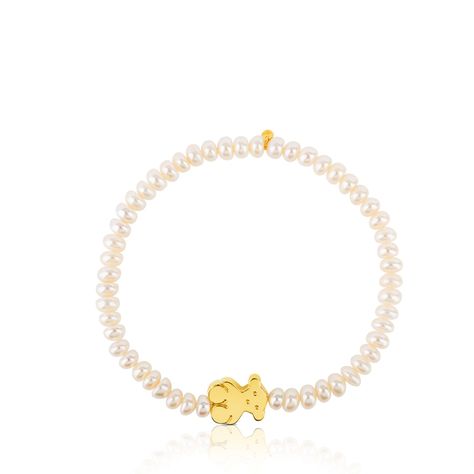 Pulsera Tous Oso Sweet Dolls de Oro y perlas-3