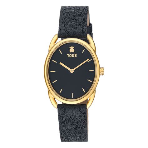 Reloj analógico Dai con correa de piel Kaos negra Tous-0
