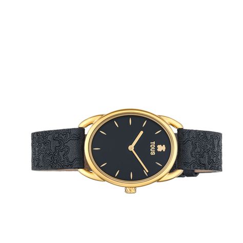 Reloj analógico Dai con correa de piel Kaos negra Tous-1