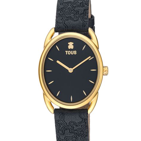 Reloj analógico Dai con correa de piel Kaos negra Tous-2
