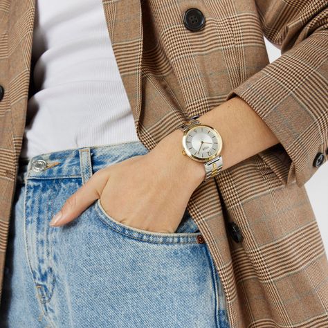 Reloj analógico con brazalete de acero IPG dorado S-Band-4