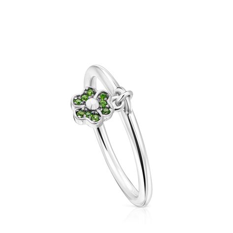 Anillo de plata con flor de cromodiópsidos TOUS New Motif-0