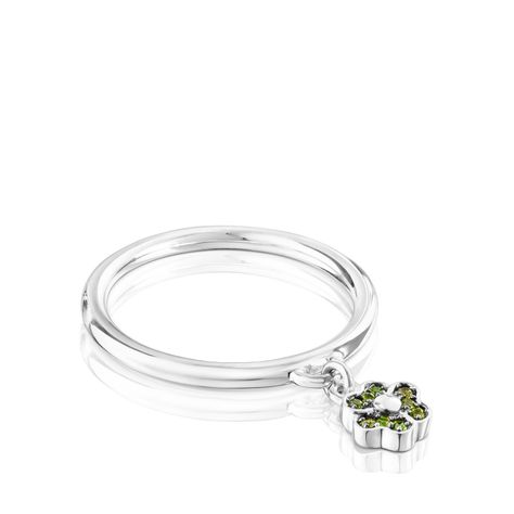 Anillo de plata con flor de cromodiópsidos TOUS New Motif-1