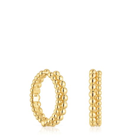 Pendientes de aro doble con baño de oro de 18 kt sobre plata-0