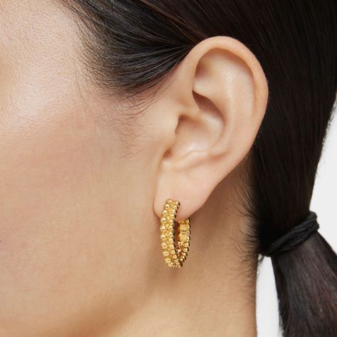 Pendientes de aro doble con baño de oro de 18 kt sobre plata-5