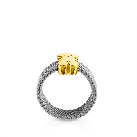Anillo Tous Mesh de Acero y Oro-2