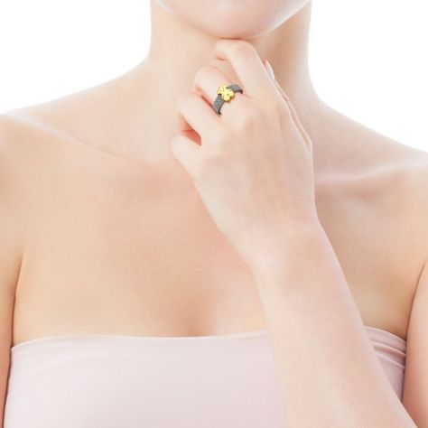 Anillo Tous Mesh de Acero y Oro-3