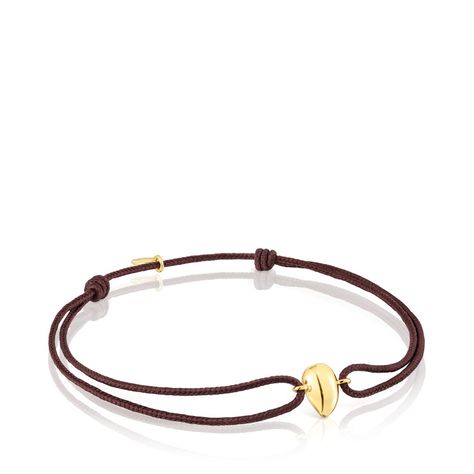 Pulsera lágrima de oro y cordón marrón TOUS Balloon-0