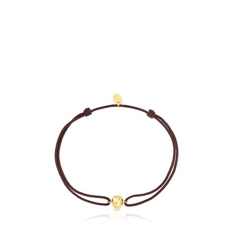 Pulsera lágrima de oro y cordón marrón TOUS Balloon-1