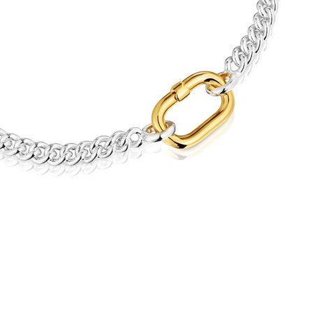 Pulsera de plata con anilla bicolor Hold Oval-2