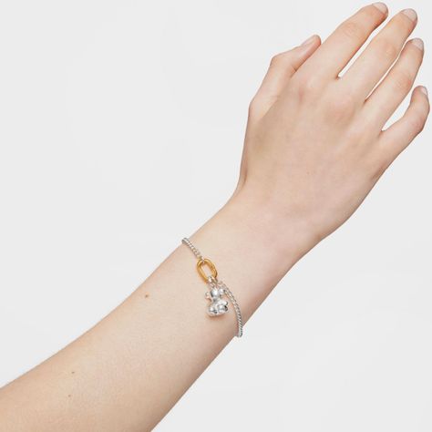 Pulsera de plata con anilla bicolor Hold Oval-5