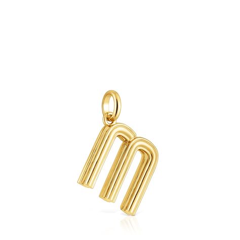 Colgante mediano letra M con baño de oro 18 kt sobre plata Alphabet-1