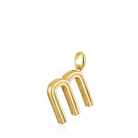 Colgante mediano letra M con baño de oro 18 kt sobre plata Alphabet-2