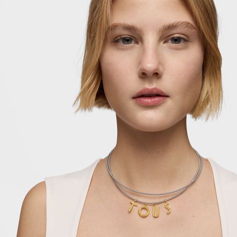 Colgante mediano letra M con baño de oro 18 kt sobre plata Alphabet-4
