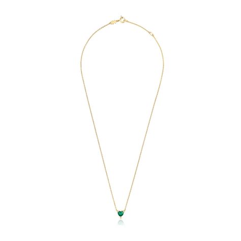 Collar corto con baño de oro 18 kt sobre plata y esmeralda-1