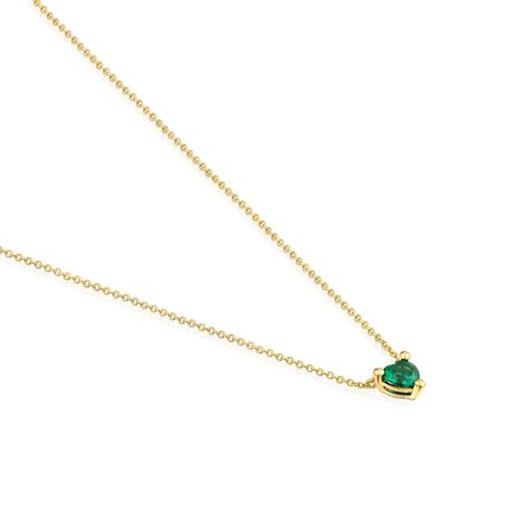 Collar corto con baño de oro 18 kt sobre plata y esmeralda-2