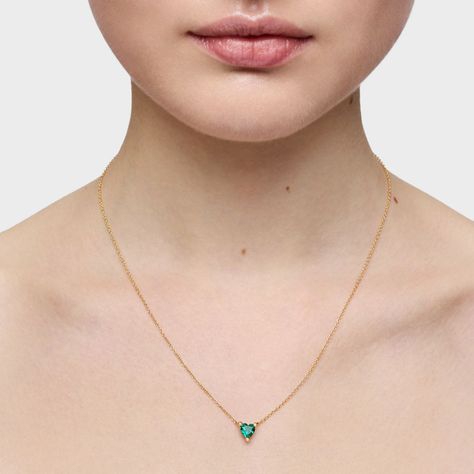 Collar corto con baño de oro 18 kt sobre plata y esmeralda-5