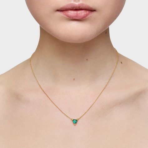 Collar corto con baño de oro 18 kt sobre plata y esmeralda-6