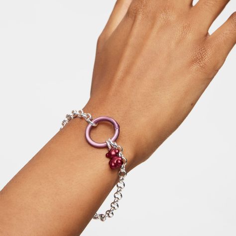 Anilla mediana de plata en color rosa Hold-4