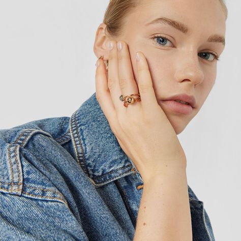 Pack de tres anillos de plata vermeil y gemas Plump Tous-1
